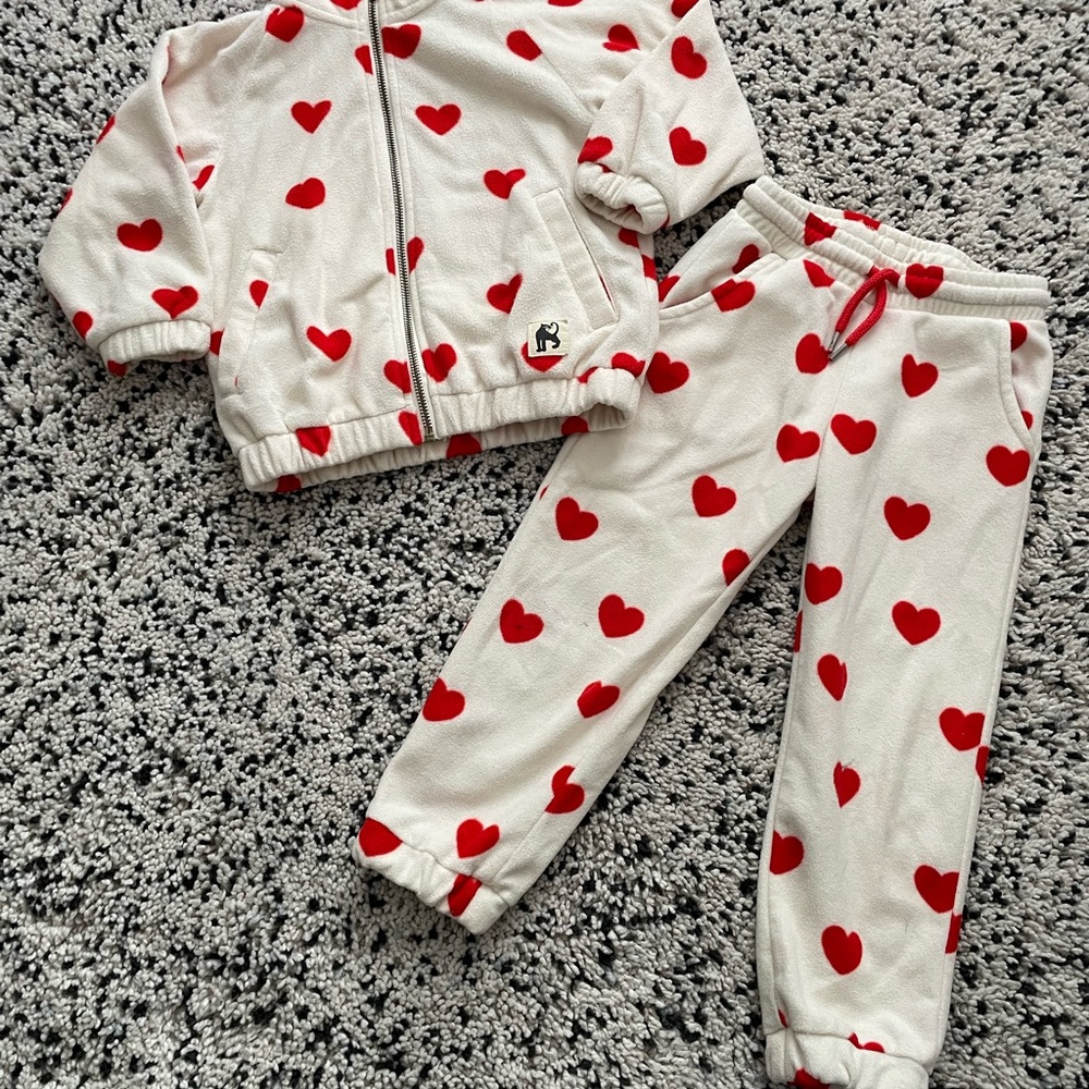 Mini Rodini White and Red Heart Kids Matching Set